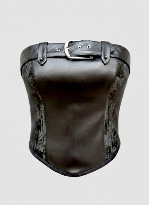 تاپ زنانه اسپرت چرم مصنوعی دکلته Nira Stitch